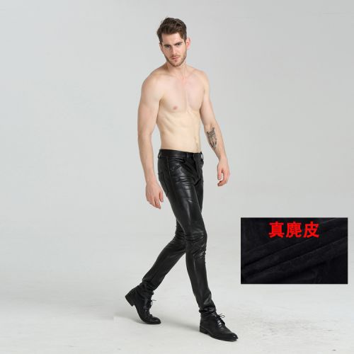 Pantalon cuir homme serré pour adolescent polyester peau de daim automne - Ref 1484732