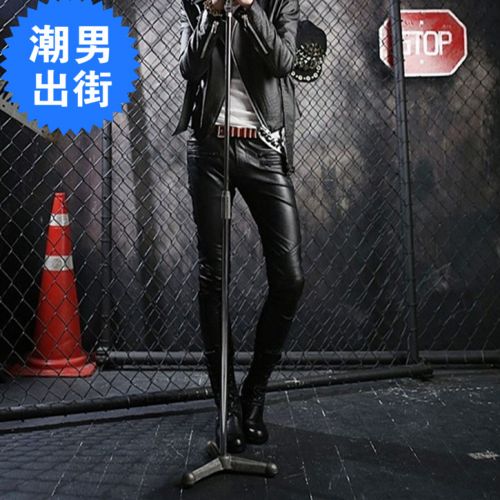 Pantalon cuir homme serré pour jeunesse printemps - Ref 1484812