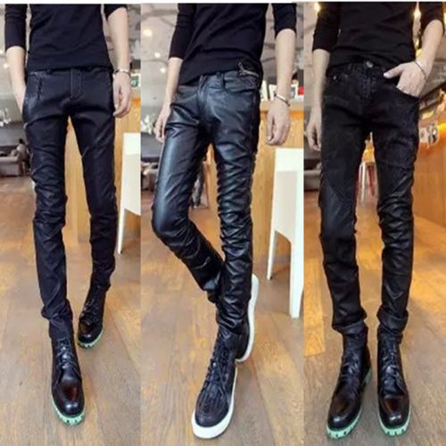 Pantalon cuir homme serré pour jeunesse hiver - Ref 1484847