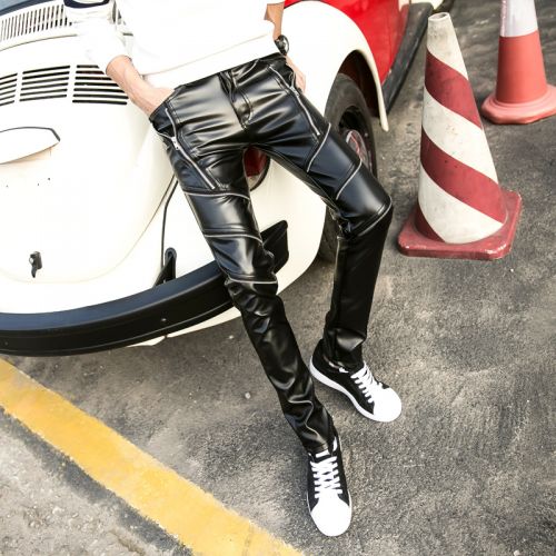 Pantalon cuir homme pantalons fuselés pour adolescent PU hiver - Ref 1485356