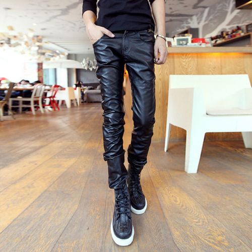 Pantalon cuir homme serré pour jeunesse PU printemps - Ref 1485361