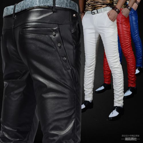 Pantalon cuir homme serré pour adolescent PU hiver - Ref 1485369
