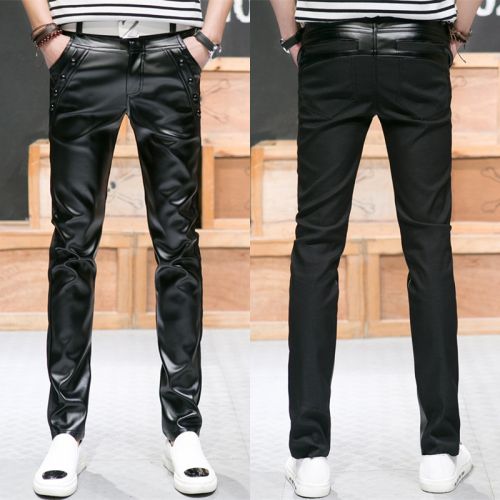 Pantalon cuir homme serré pour jeunesse printemps - Ref 1485398