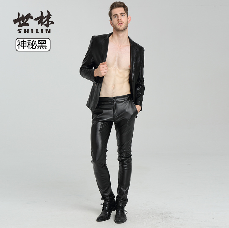 Pantalon cuir homme pantalons fuselés pour adolescent PU automne - Ref 1485406