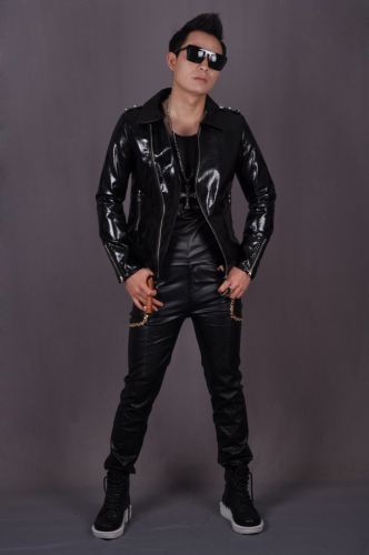 Pantalon cuir homme serré pour jeunesse hiver - Ref 1485416