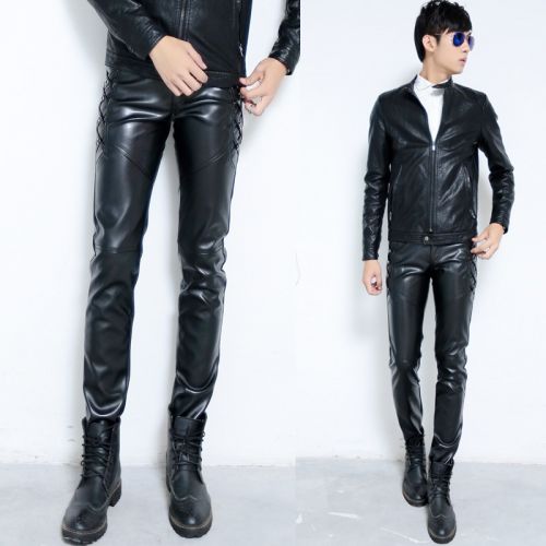 Pantalon cuir homme serré pour adolescent automne - Ref 1485584