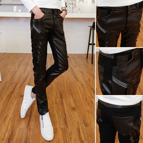 Pantalon cuir homme serré pour jeunesse hiver - Ref 1485661