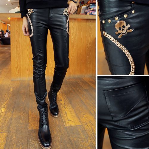 Pantalon cuir homme serré pour jeunesse hiver - Ref 1485694