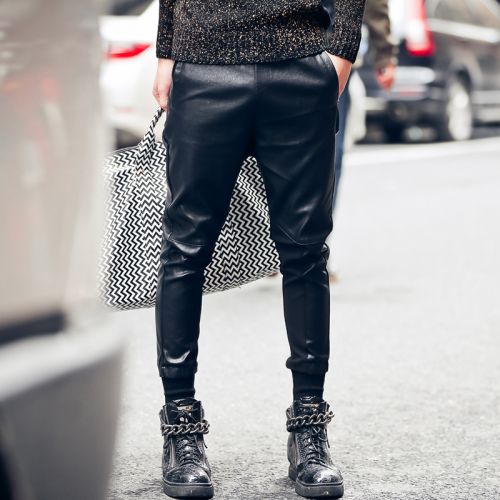 Pantalon cuir homme pantalons fuselés pour adolescent automne - Ref 1485810