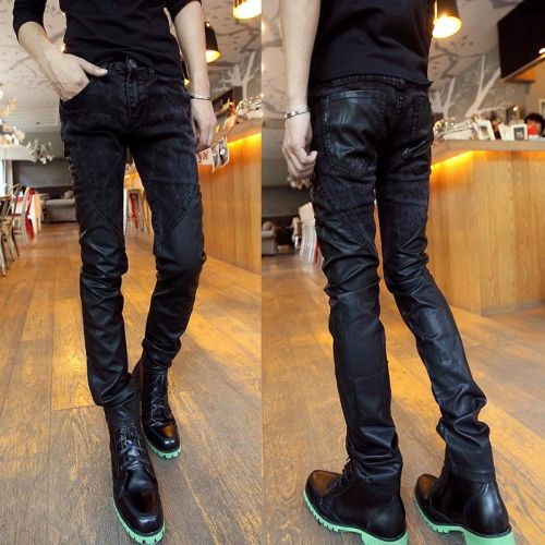 Pantalon cuir homme serré pour jeunesse printemps - Ref 1485840