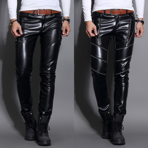Pantalon cuir homme serré pour jeunesse automne - Ref 1485989
