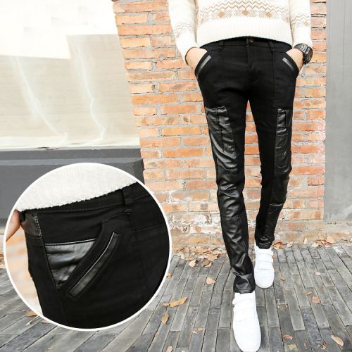 Pantalon cuir homme serré pour jeunesse hiver - Ref 1485994