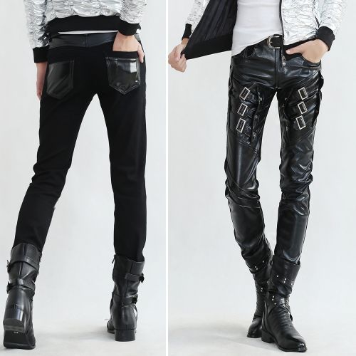 Pantalon cuir homme serré pour adolescent automne - Ref 1486047