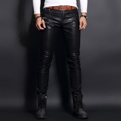 Pantalon cuir homme serré pour jeunesse automne - Ref 1486102