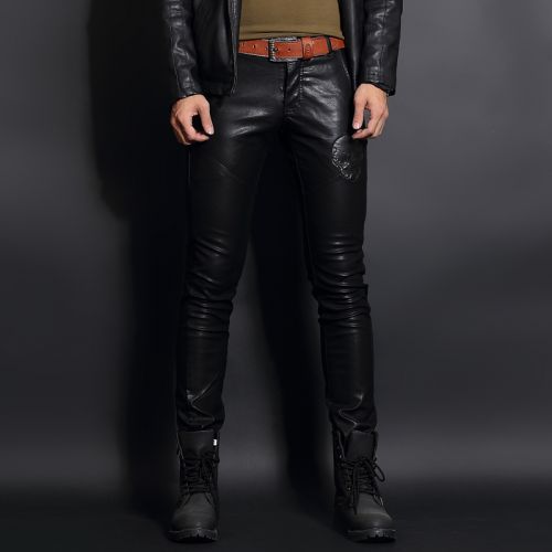 Pantalon cuir homme serré pour jeunesse automne - Ref 1486148