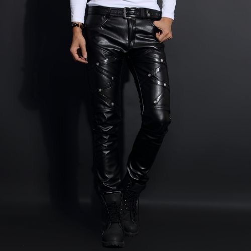 Pantalon cuir homme serré pour jeunesse automne - Ref 1486190