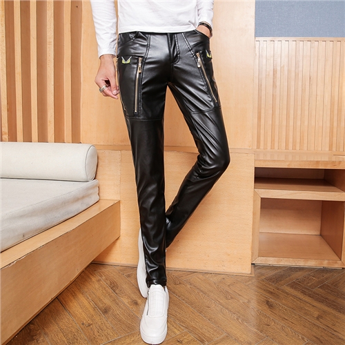 Pantalon cuir homme serré pour adolescent automne - Ref 1486211