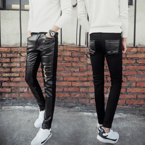 Pantalon cuir homme serré pour adolescent hiver - Ref 1486252