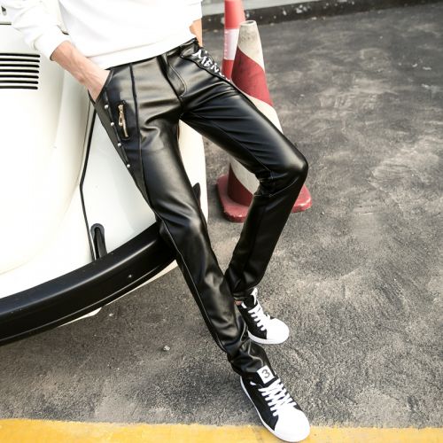 Pantalon cuir homme serré pour jeunesse automne - Ref 1486283