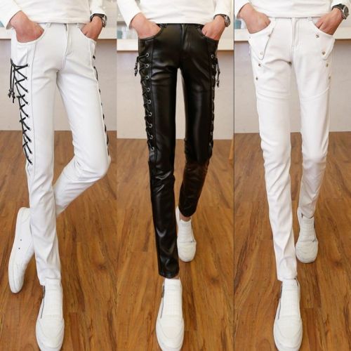 Pantalon cuir homme serré pour jeunesse automne - Ref 1486315