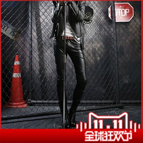 Pantalon cuir homme serré pour jeunesse printemps - Ref 1486446