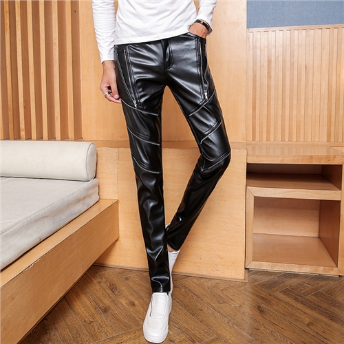 Pantalon cuir homme serré pour adolescent automne - Ref 1486452