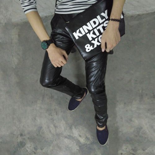 Pantalon cuir homme serré pour adolescent automne - Ref 1486695