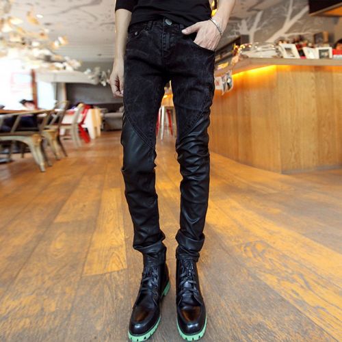 Pantalon cuir homme serré pour jeunesse automne - Ref 1486801
