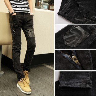 Pantalon cuir homme serré pour jeunesse automne - Ref 1486925