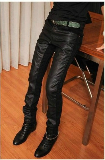Pantalon cuir homme serré pour adolescent printemps - Ref 1487672