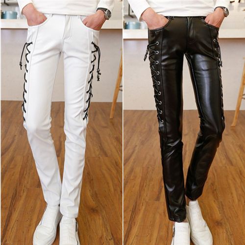 Pantalon cuir homme serré pour jeunesse automne - Ref 1488171