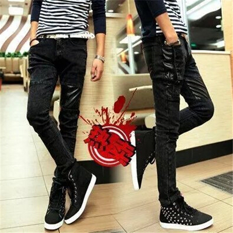 Pantalon cuir homme serré pour jeunesse automne - Ref 1488208