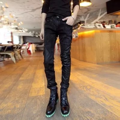 Pantalon cuir homme serré pour adolescent printemps - Ref 1488217