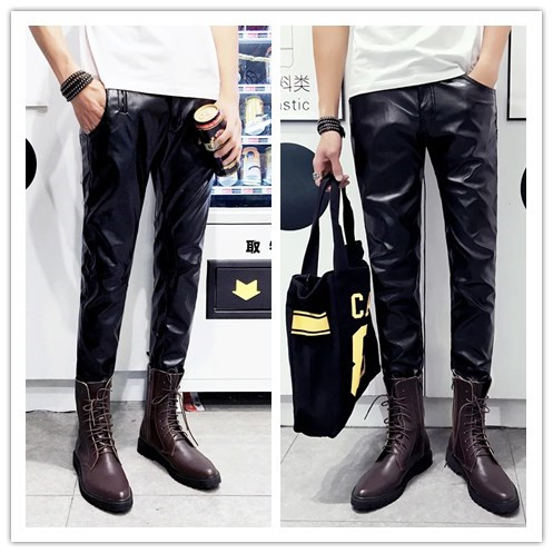 Pantalon cuir homme pantalons fuselés pour adolescent PU automne - Ref 1488467