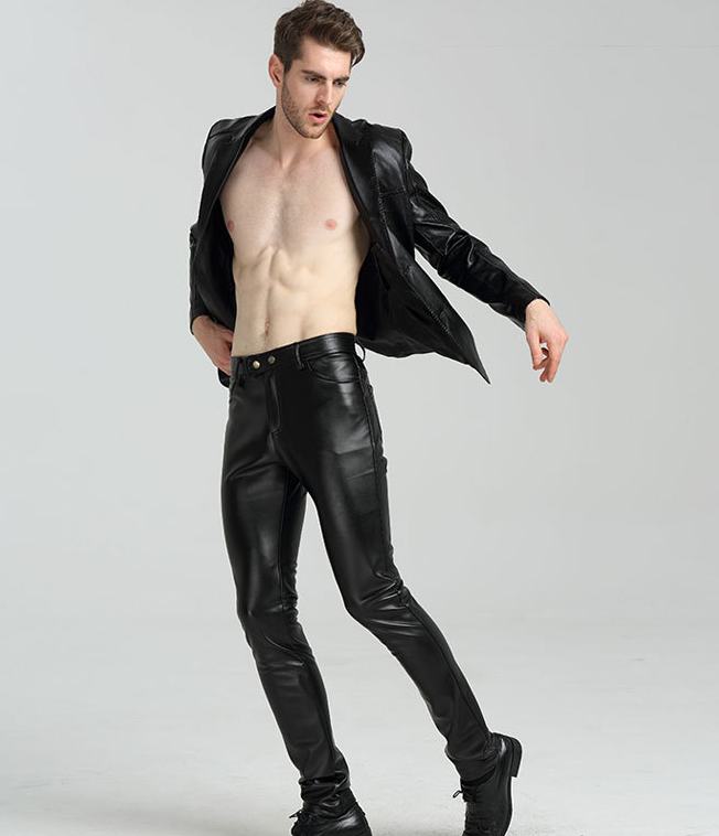 Pantalon cuir homme serré pour jeunesse PU hiver - Ref 1488573