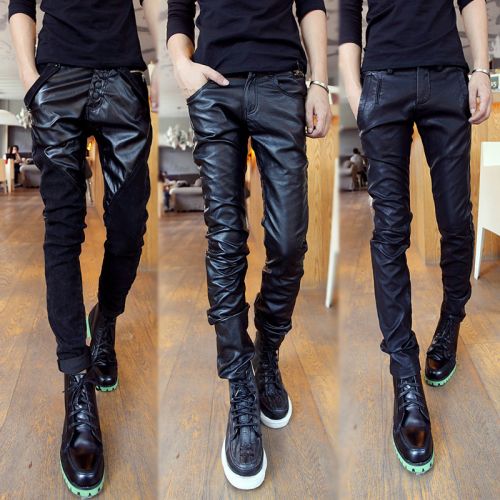 Pantalon cuir homme serré pour adolescent printemps - Ref 1488622