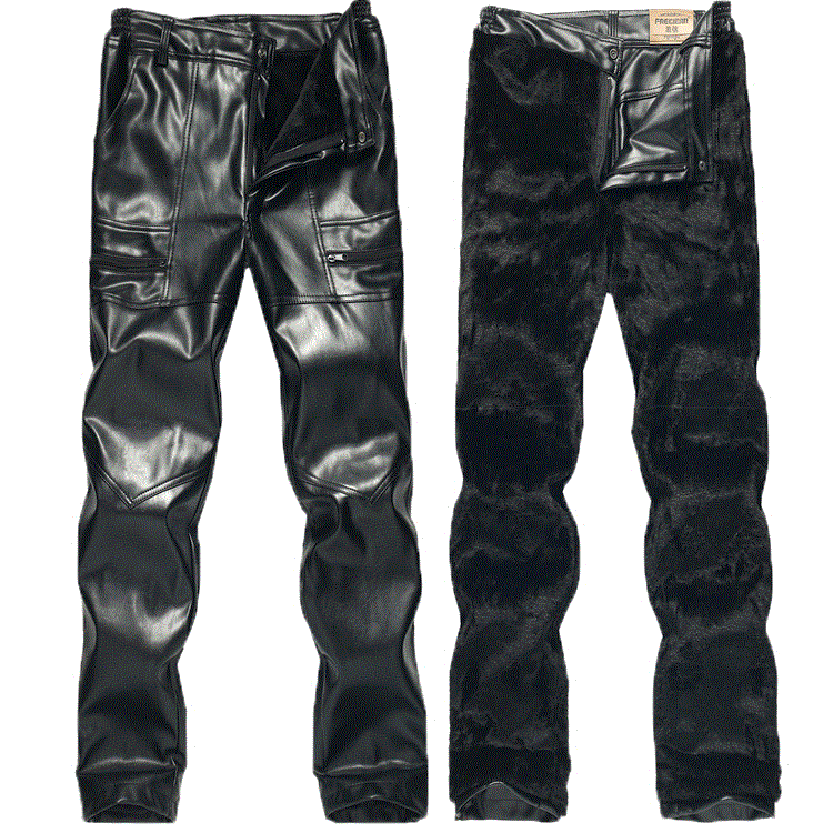 Pantalon cuir homme droit PU pour hiver - Ref 1488804