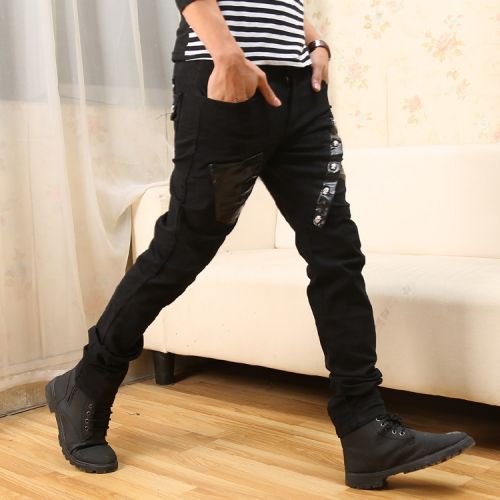 Pantalon cuir homme serré pour adolescent GUSSKATER automne - Ref 1488843
