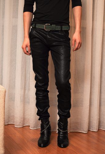 Pantalon cuir homme serré pour jeunesse automne - Ref 1488852