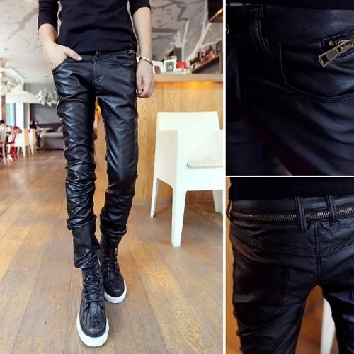 Pantalon cuir homme serré pour adolescent automne - Ref 1488960