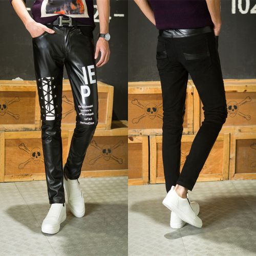 Pantalon cuir homme serré pour jeunesse printemps - Ref 1489096