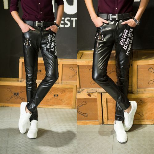 Pantalon cuir homme serré pour jeunesse printemps - Ref 1489100