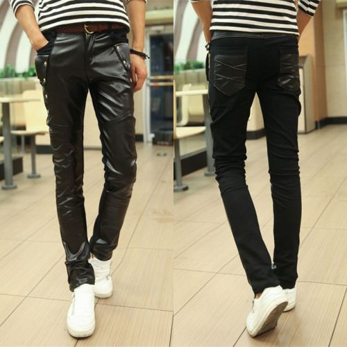 Pantalon cuir homme serré pour jeunesse printemps - Ref 1489102