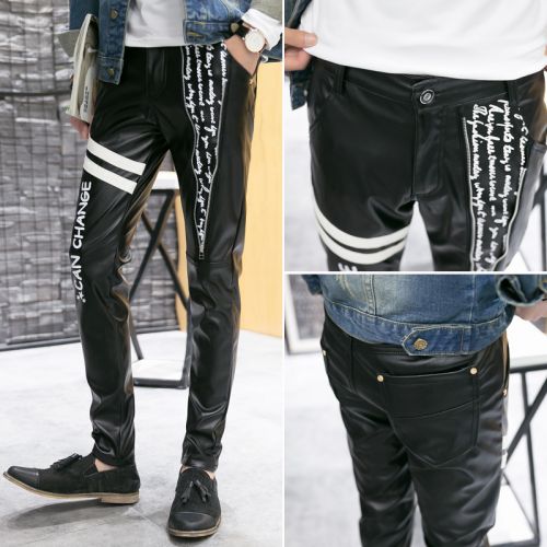 Pantalon cuir homme pantalons fuselés pour adolescent PU hiver - Ref 1489187
