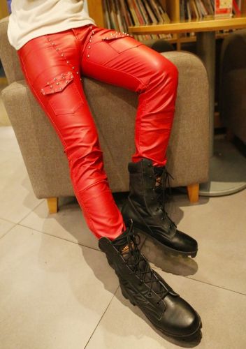 Pantalon cuir homme serré pour jeunesse automne - Ref 1489312