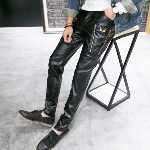 Pantalon cuir homme serré pour adolescent PU hiver - Ref 1489386