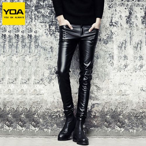 Pantalon cuir homme serré pour jeunesse automne - Ref 1489399