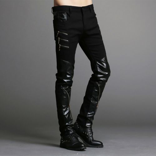 Pantalon cuir homme serré pour jeunesse automne - Ref 1489407