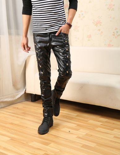 Pantalon cuir homme serré pour adolescent automne - Ref 1489505