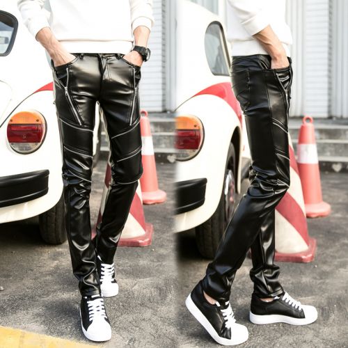Pantalon cuir homme pantalons fuselés pour adolescent PU hiver - Ref 1489572